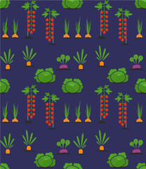 Seamless pattern with the vegetables that grow in the kitchen garden