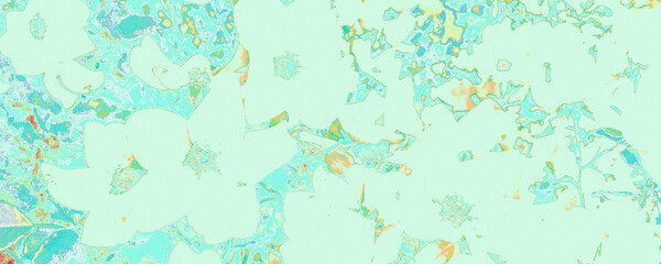 Fototapeta na wymiar Blue Forest Decor. Bright Plant Print. Pastel Pastel Art Paper. Ice Luxury Decoration. Azure Fantasy Banner. Green Bright Background. Orange Abstract Canva.
