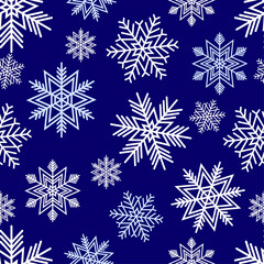 snowflakes white and blue form a seamless pattern