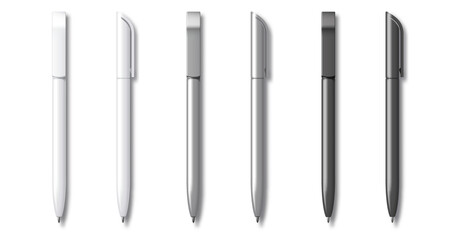 White grey and Black Realistic Set Pen. Vector illustration. Template For Mockup Branding Stationery and Corporate Identity.