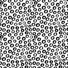 Polka dot grunge seamless vector pattern. Brush strokes circles and rounded shapes. Hand
drawn abstract ink background. Smears, circles, dots, splotches, blobs. Abstract wallpaper
design, textile