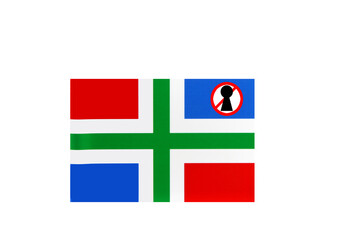 Obraz premium flag with covid 19 warning