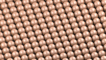 Abstract brown polished balls in a row, 8K high resolution