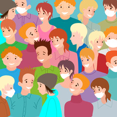Many people are in communication. Sad and cheerful emotions. Vector illustration
