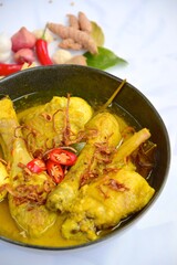 Opor ayam, chicken cooked in coconut milk from Indonesia, from Central Java, added with boiled eggs. Popular dish for lebaran or Eid al-Fitr