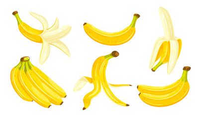 Yellow bananas isolated on a white background