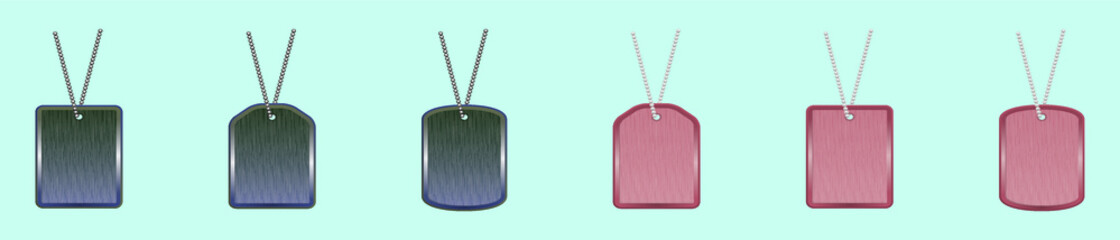 set of dog tag cartoon icon design template with various models. vector illustration isolated on blue background