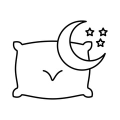 moon with stars and pillow insomnia line style icon