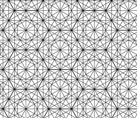 Seamless vector thin line abstract pattern. Black and white geometrical hexagons background for fabric, textile, design, cover, wrapping.