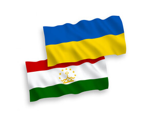 Flags of Tajikistan and Ukraine on a white background