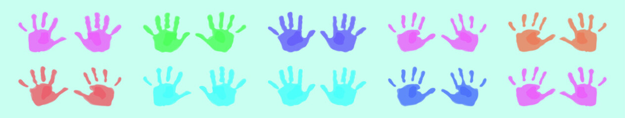set of baby hand print cartoon icon design template with various models. vector illustration isolated on blue background