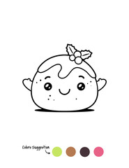 Christmas Pudding Outline Coloring Book Page template vector cartoon illustration