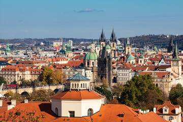 Fototapeta na wymiar aerial view of historic center of Prague, Czech Republic