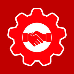 Smart Contract Setup Gear icon. gear with handshake icon. Vector illustration.