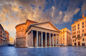 view of Pantheon in the morning. Rome. Italy.