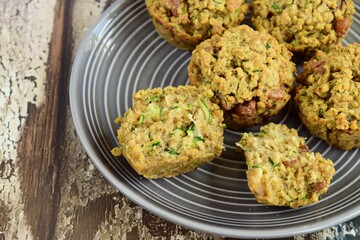 Zucchini Oat Walnut Savoury Muffins