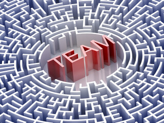 Conceptual maze, challenge and risk metaphor; original 3d rendering