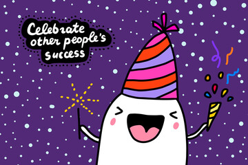 Celebrate other people success hand drawn vector illustration in cartoon comic style man expressive holiday