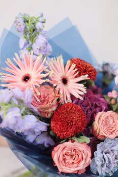 Flower composition. Macro photo. Wedding decor. A Beautiful bouquet of fresh spring flowers.