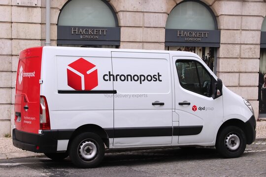 LISBON, PORTUGAL - JUNE 6, 2018: Chronopost delivery van in Lisbon, Portugal. Chronopost is part of DPD Group postal company.