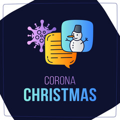 Let's talk about coronavirus and christmas. doodle illustration dialog speech bubbles with snowman icon.