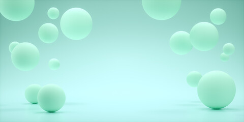 Floating spheres 3d rendering empty space for product show
