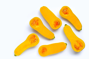 Butternut squash isolated on white background.