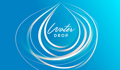 Stylized illustration of water drop made of white line stripes, abstract wallpaper composition or corporate identity