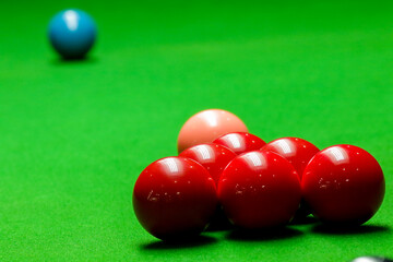 Snooker balls on green snooker table