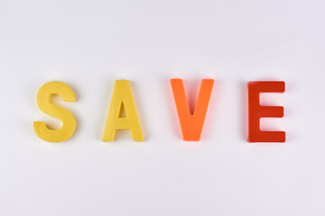 Save colored word with alphabet on white background