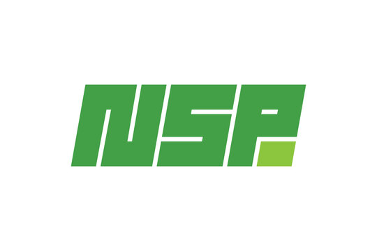Initial NSP abstract dynamic letters for progress technology business identity logotype concept. Company name art typography sign vector eps isolated logo design template illustration