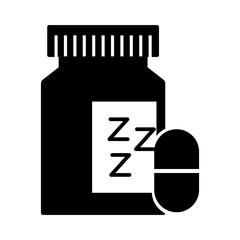 Obraz premium Insomnia bottle drugs with z letters silhouette style icon