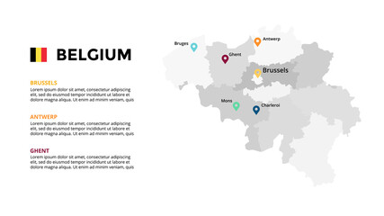 Obraz premium Belgium vector map infographic template. Slide presentation. Global business marketing concept. Color Europe country. World transportation geography data. 