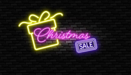 Merry christmas concept with neon design.