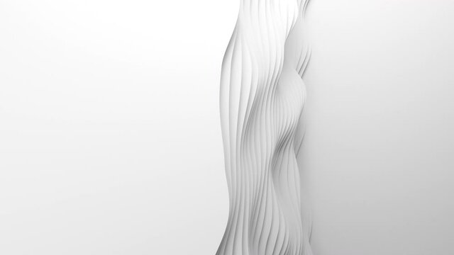 Paper cut abstract animation background loop. 3D clean white carving art. Paper craft waves. Minimalistic modern seamless design for business presentations