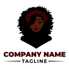 Stylish Black Woman Illustration Logo