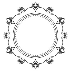 Elegant vintage black and white round ornament in classic style. Abstract traditional pattern with oriental elements. Classic vintage pattern