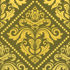 Classic seamless pattern. Damask orient ornament. Classic vintage golden background. Orient ornament for fabric, wallpaper and packaging