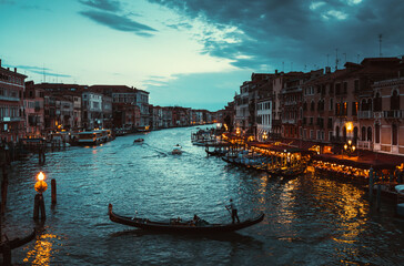 Fototapeta na wymiar Grand Canal in sunset time, Venice, Italy