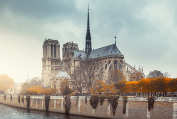 Plakat Notre Dame cathedral in Paris, France