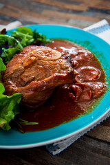 Beef stewed and Carrots potatoes with a wine sauce and herbs