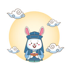 chinese rabbit with gift character