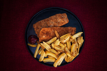 British, Traditional fish and chips and tartar sauce