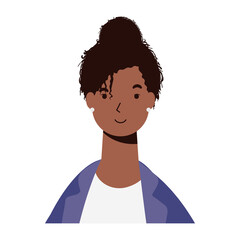 afro ethnic woman character icon