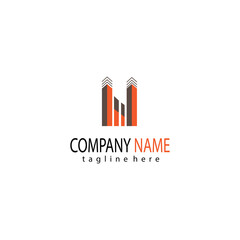 creative logo letter n illustration of archway building, color design vector template