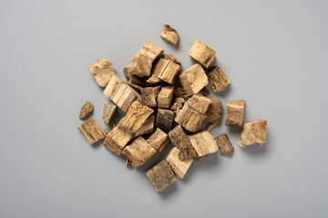 top view herb medicine GeGen or Radix Puerariae or Pueraria Root