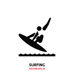 Surfing sport discipline isolated vector logo icon design 