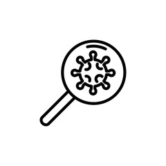 A magnifying glass icon, to see the coronavirus. Vector Illustration