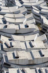  Stacked curved concrete blocks on the ground