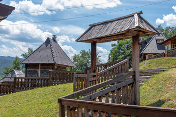 Mokra Gora, Serbia - July 15, 2020: Mecavnik of Drvengrad village on Mokra Gora mountain, Serbia.